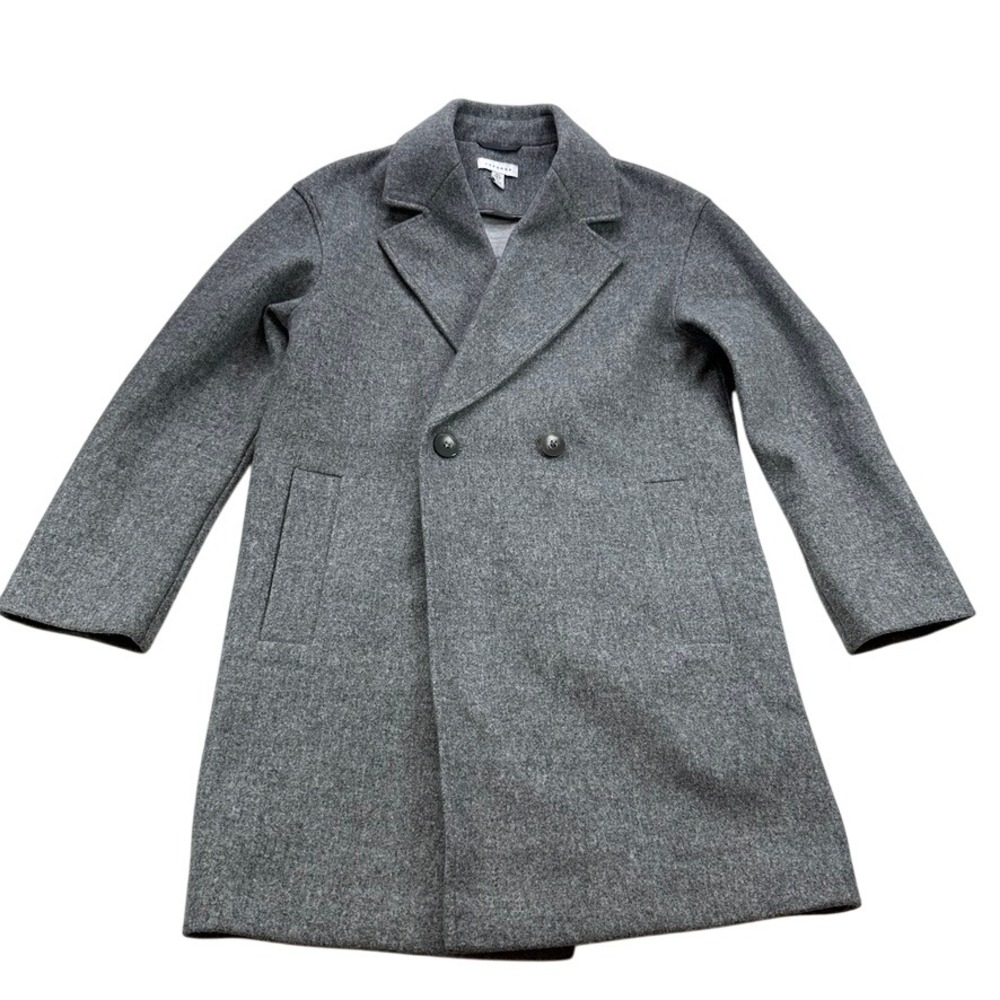 TOPSHOP Double Breasted Wool Blend Coat Grey Women Size‎ 2 Oversized Fit